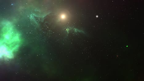 the beauty of the green nebula in the universe is limitless