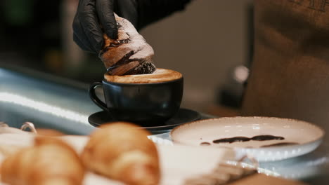 the perfect pair: croissant and cappuccino for a sweet treat