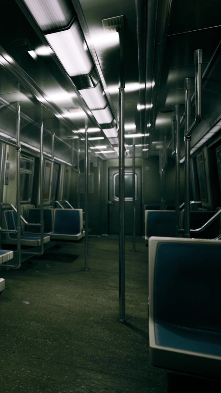 Empty subway car in a city during late night hours with hidden urban vibe