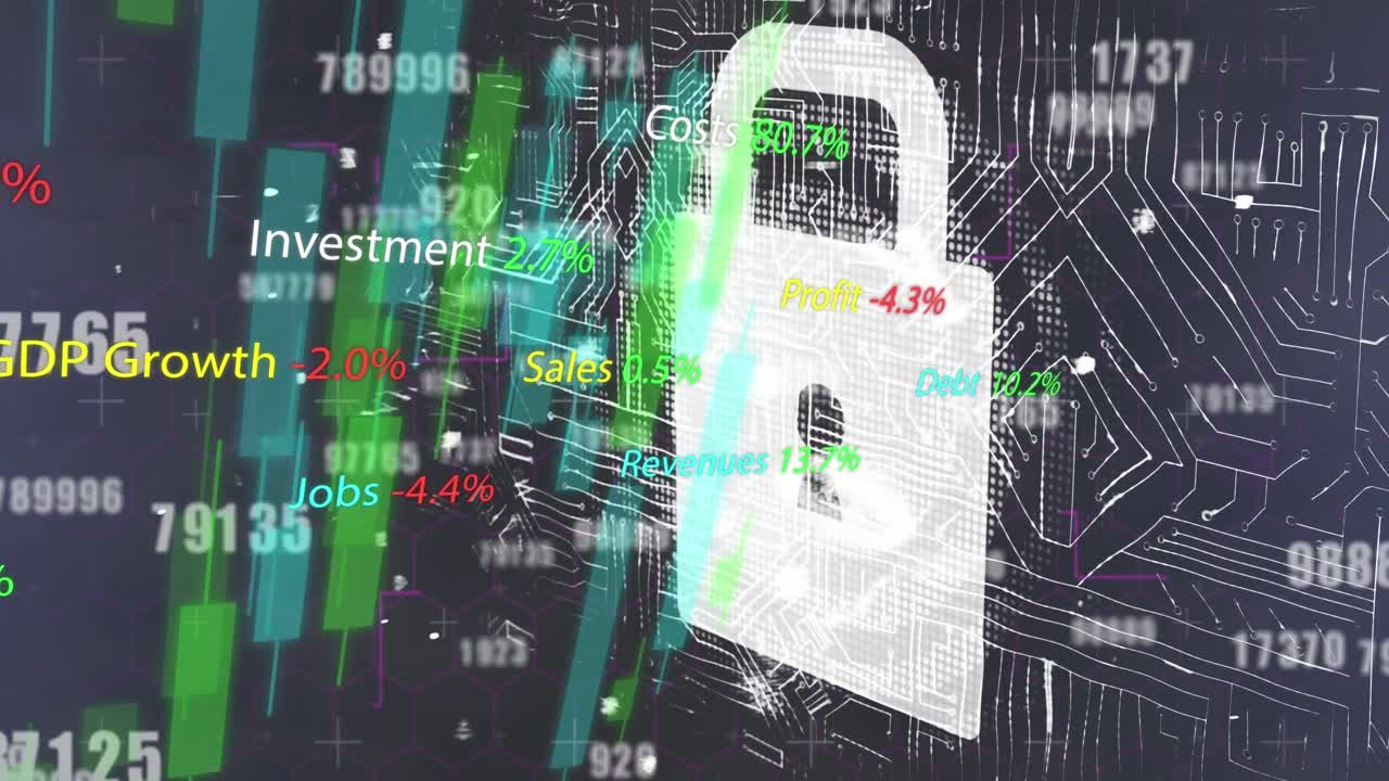 검은색 배경 위의 데이터 처리 애니메이션