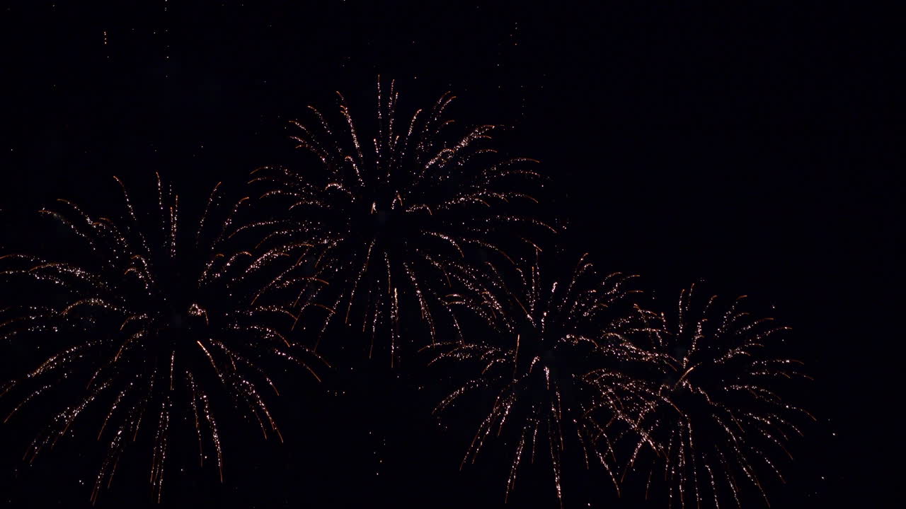 Colorful vibrant fireworks illuminate dark sky background for celebration