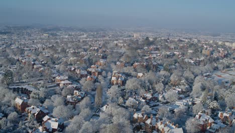 pull back aerial establishing shot of residential houses in nottingham england