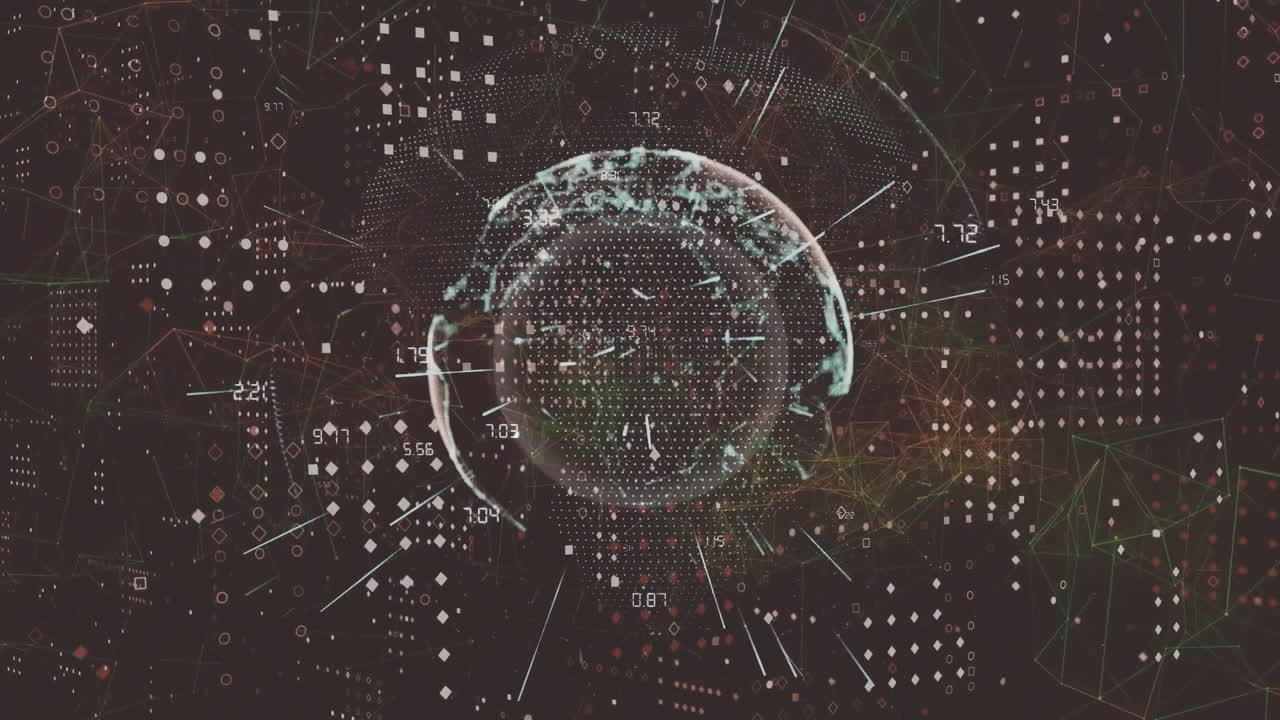 Animation of network of connections over globe on black background