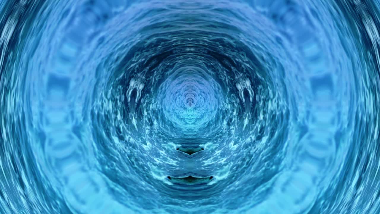 작은 파도가 잔물결을 일으키고 큰 원을 형성하는 독특한 편집에 반영된 바다 표면의 배경 영상