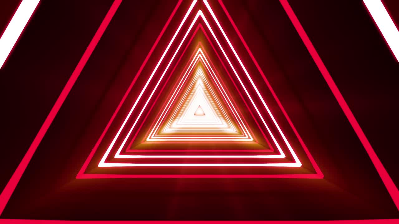 Abstract Glowing Neon Triangle Tunnel