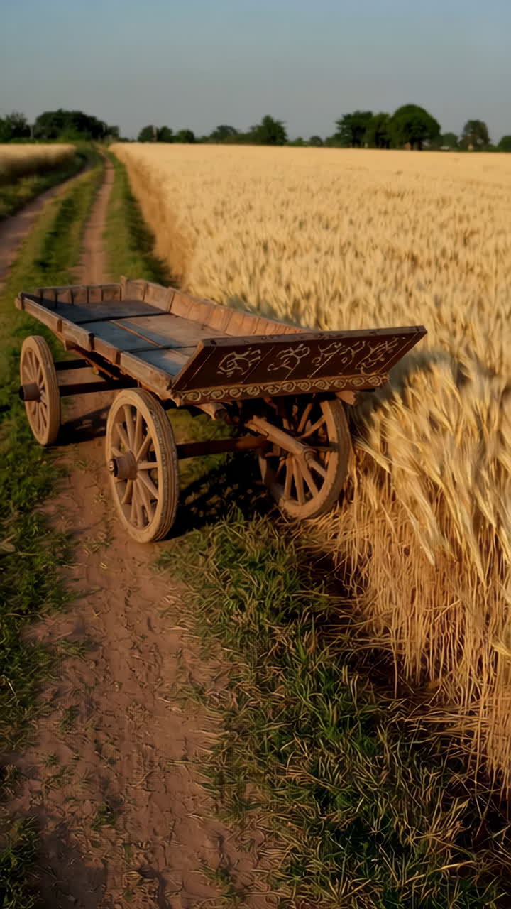Vintage Cart in a Wheat Field