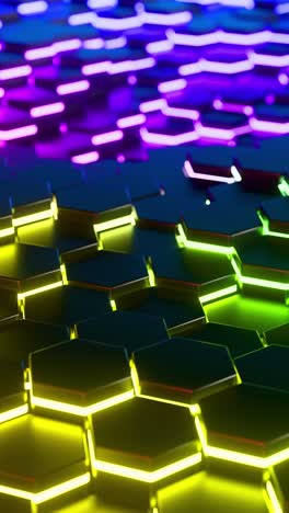 colorful background with many hexagons moving waves. vertical looped animation