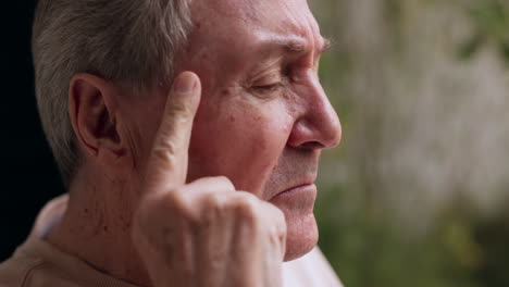 Sad-elderly-man,-thinking-and-window-with-ideas