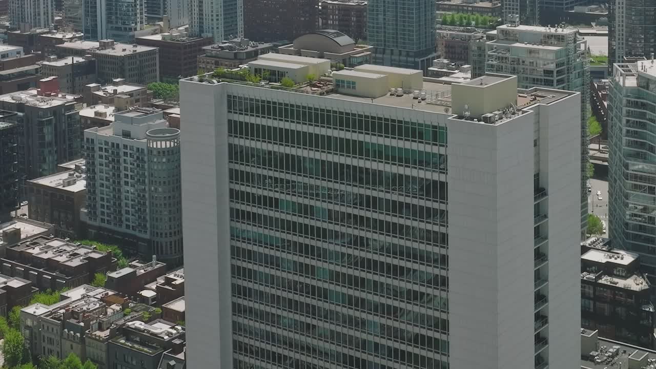 Stunning aerial view of Chicago buildings and urban landscape