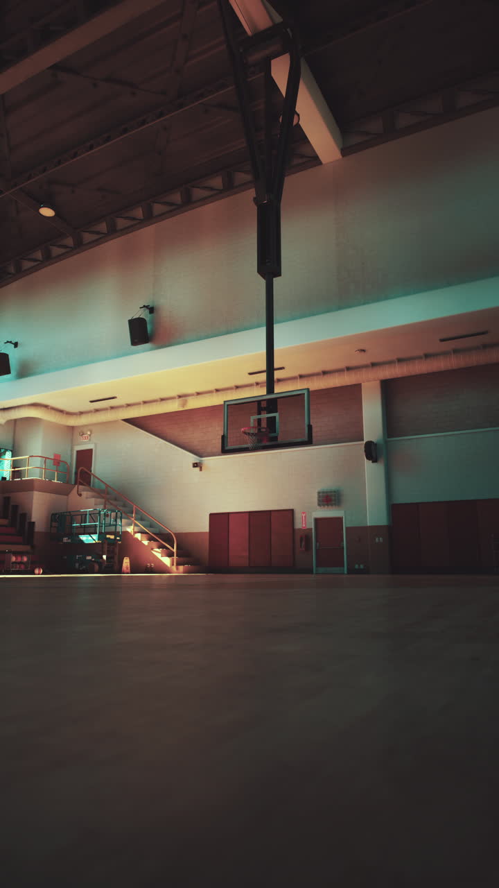 Basketball court with central hoop