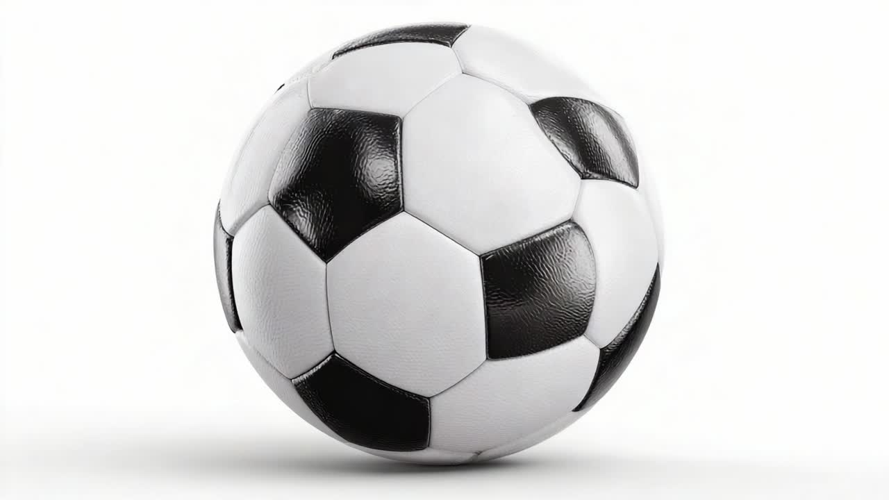 Eine dynamische Darstellung eines klassischen Fußballs mit seinem markanten Schwarz-Weiß-Muster in einer fesselnden Sportumgebung.