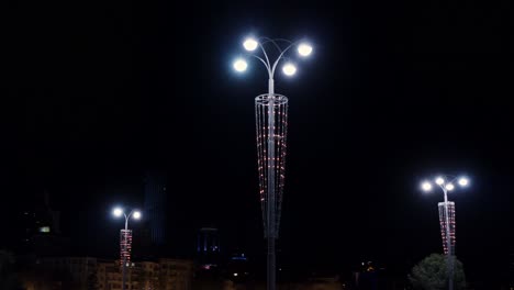 night city streetlights with decorations