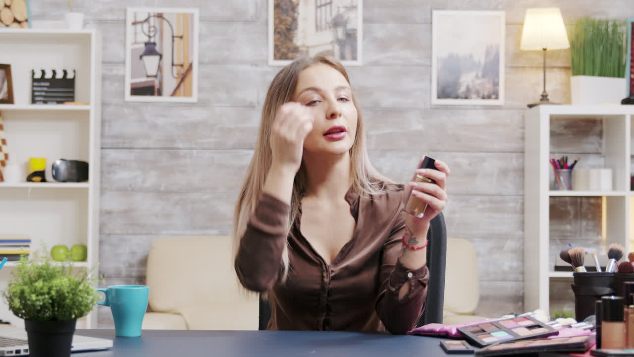 Beauty Vlogger Demonstrating Make-up