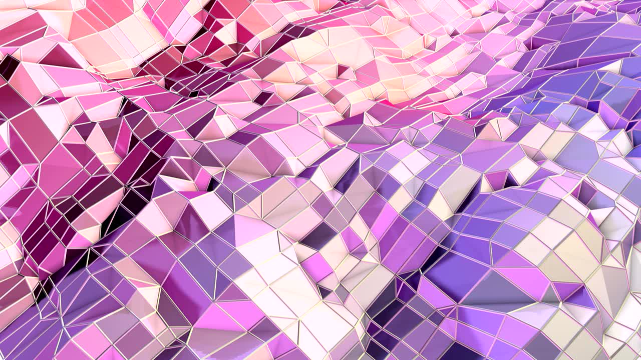 fondo de movimiento poli bajo geométrico suave con polígonos rojos azules puros. abstracto simple azul rojo baja superficie poli 3d como entorno químico. fondo de bucle sin costuras 4k fullhd con gradiente azul rojo