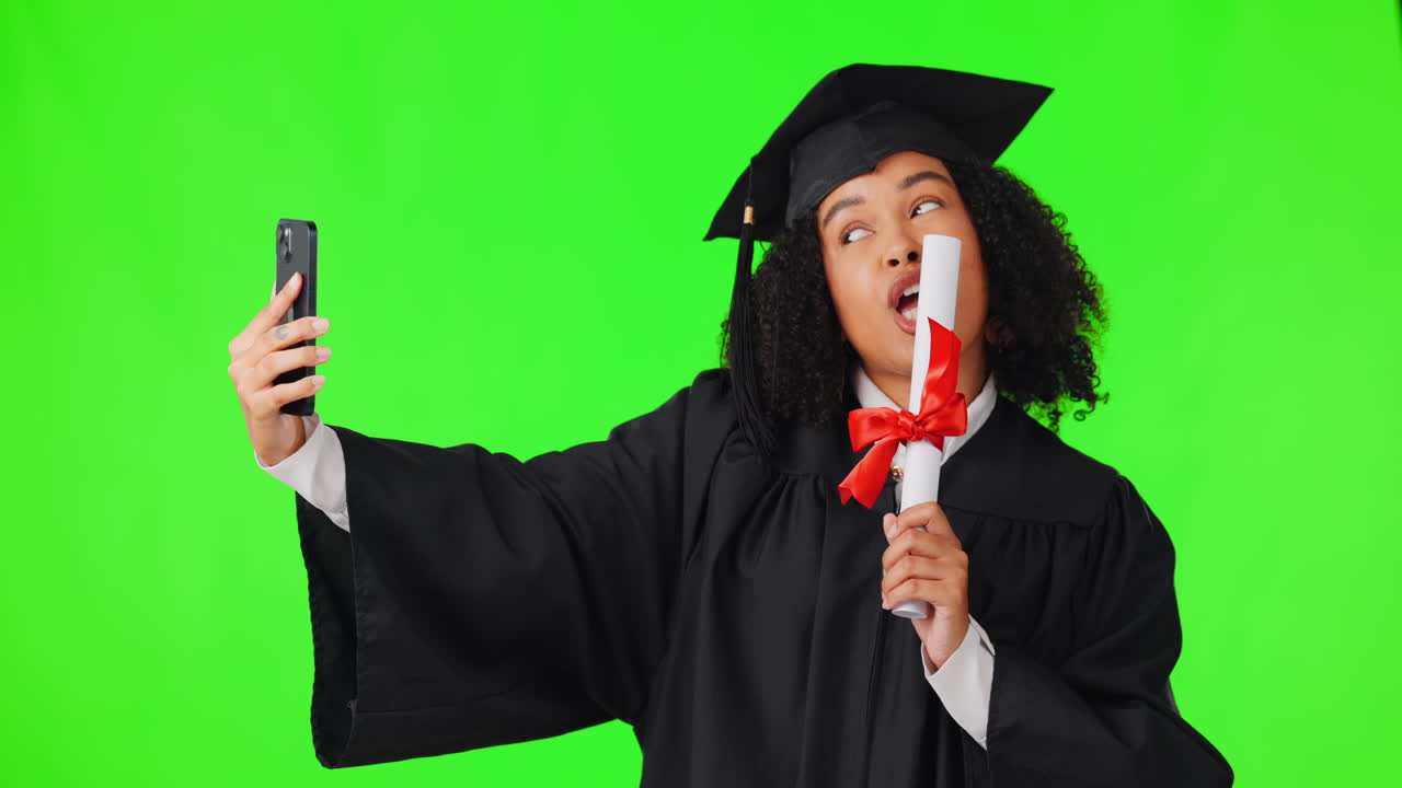 Selfie di laurea, green screen.