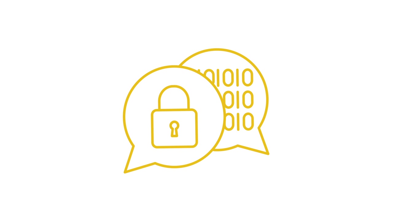 Concept de cybersécurité avec animation de cadenas et de code binaire