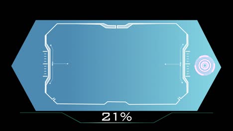 blue hexagon with a frame and rear sight inside.