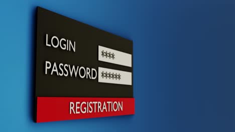 login form page. animated registration window