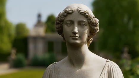 elegant classical female bust in a garden setting