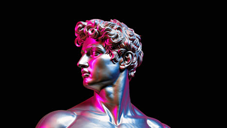 vibrant metallic statue animation isolated asset, transparent 4k video, alpha channel, prores 4444