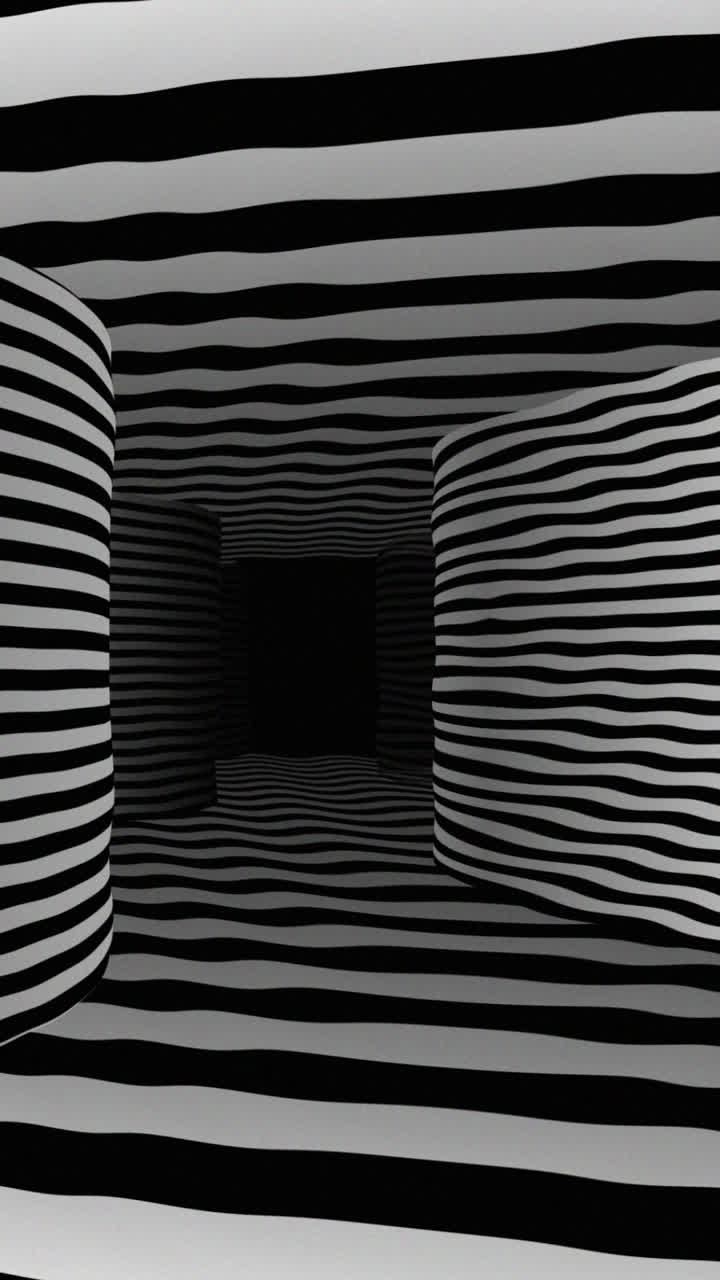 Abstract Black and White Striped Tunnel Optical Illusion