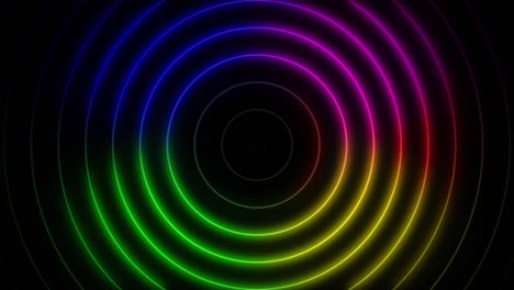 abstract seamless loop neon four colours gradient concentric circle on a black background