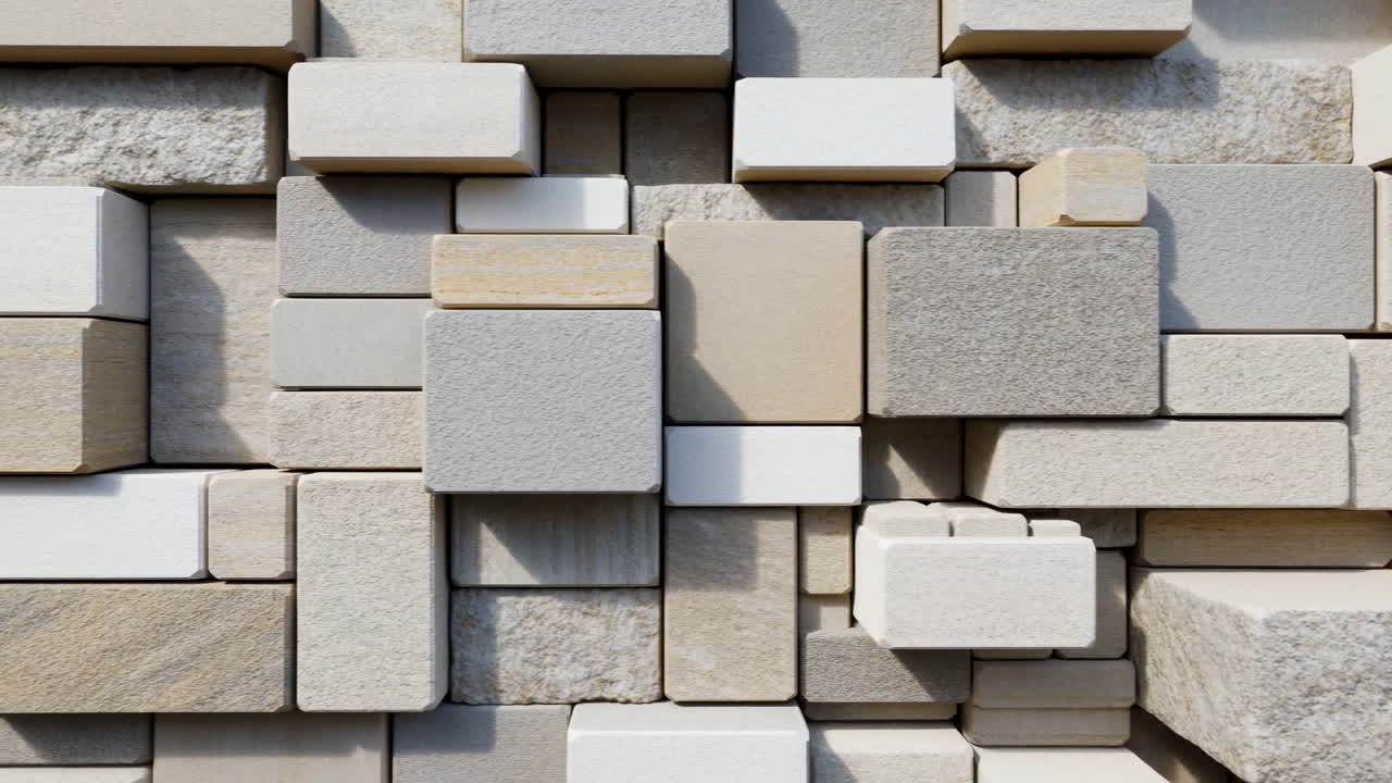 Textured Blocks Wall with Dynamic Light and Shadow