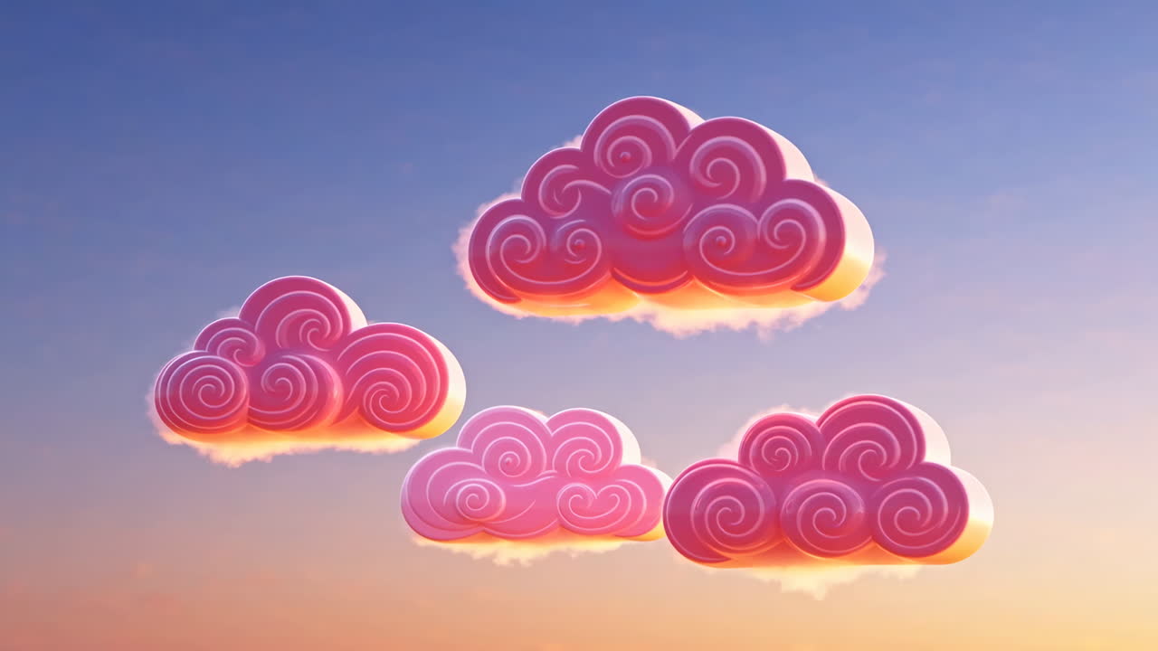 Cartoon Clouds in the Sky at Sunset