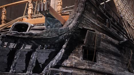 old swedish warship called "vasa", showing the cannon holes near the front part of the ship