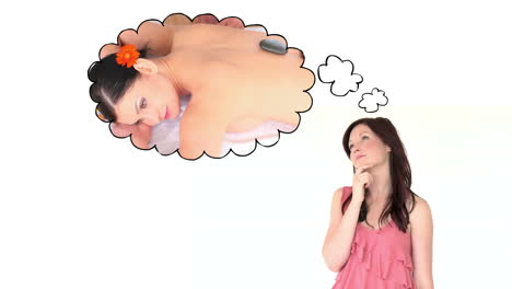 brunette woman lost in her thoughts
