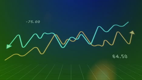 animation of data processing and diagrams over colourful shades