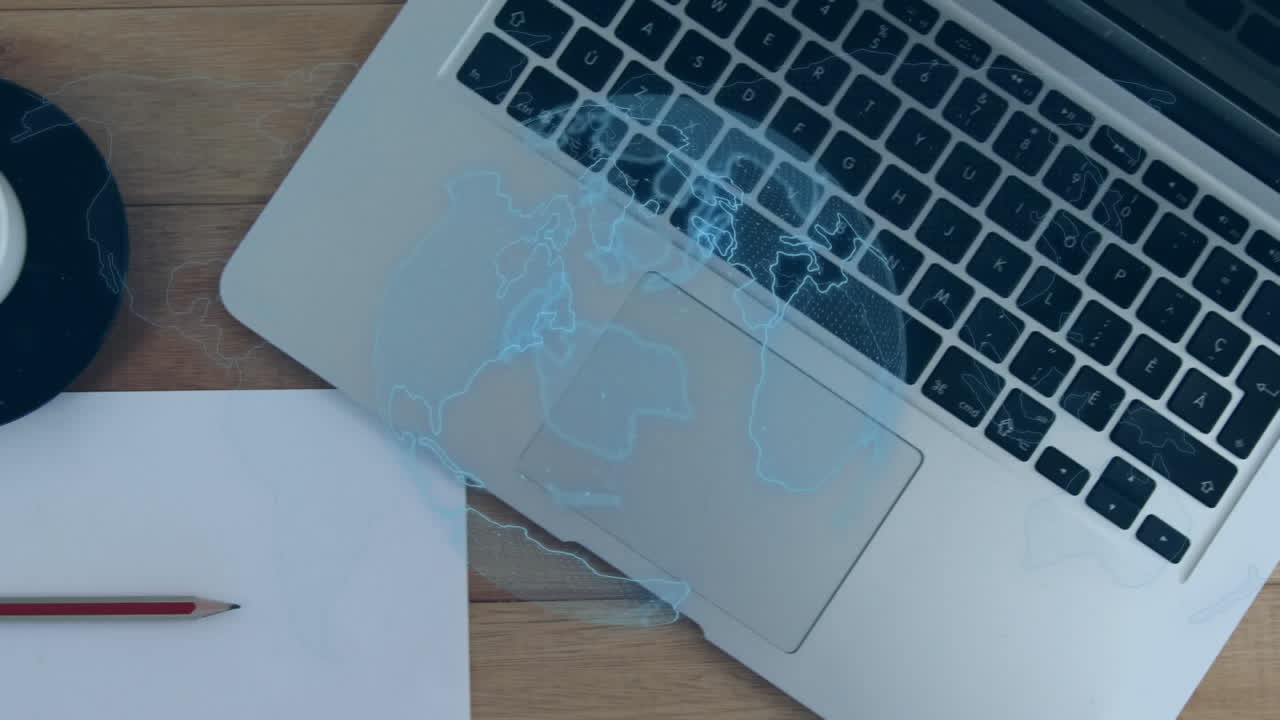 animación del globo girando sobre el portátil