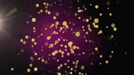 Animation-of-golden-dots-falling-on-purple-background