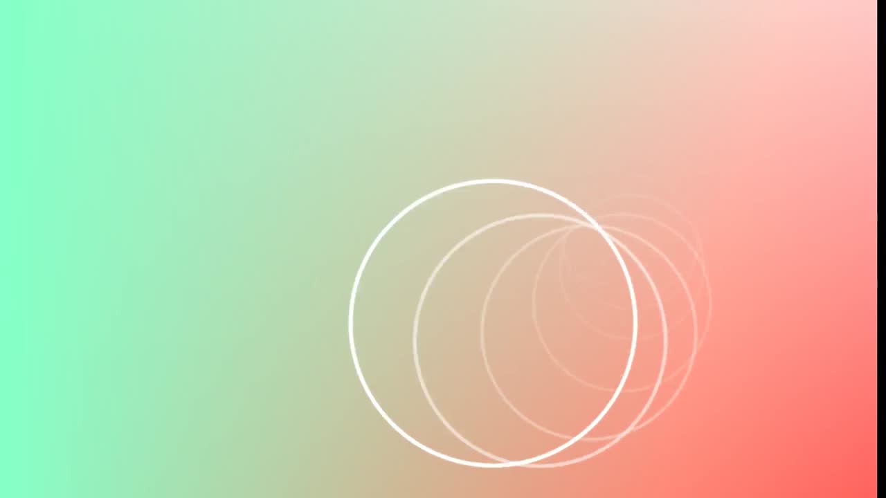 초록색과 오렌지색 배경 위에  ⁇ 색 원의 애니메이션