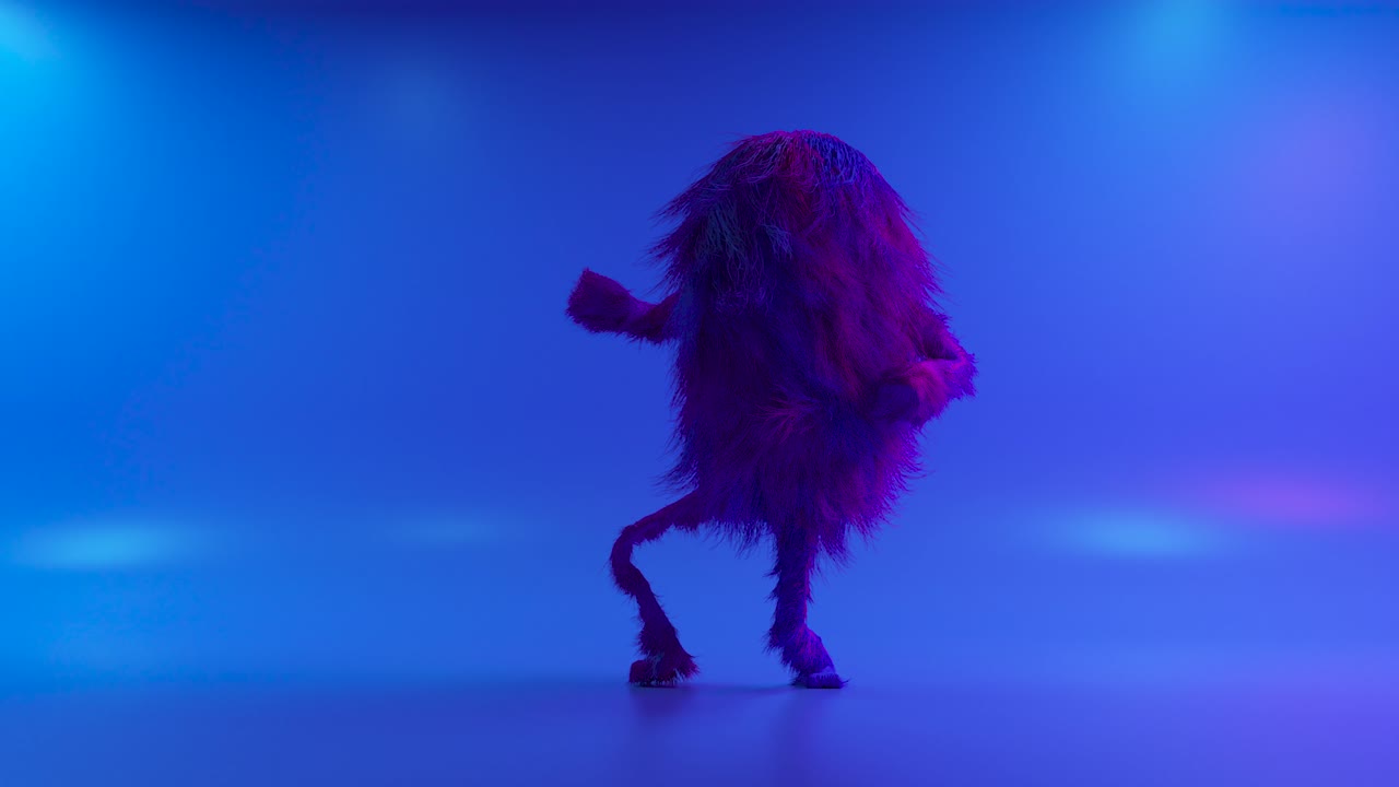 Pelsklædt monster i neonlys