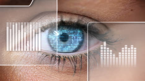 animazione di grafici in movimento sul linguaggio informatico nell'occhio umano.