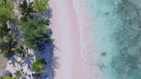 Aerial-top-view-of-beautiful-La-Playita-beach-in-Galeras-on-the-Samaná-peninsula-in-the-Dominican-Republic