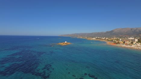 the touristic city of stalis with beach resorts during summer