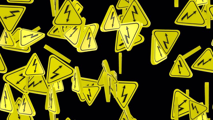 Danger sign electrical loop tile with alpha swirling