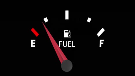 Animation-of-fuel-gauge-moving-over-black-background