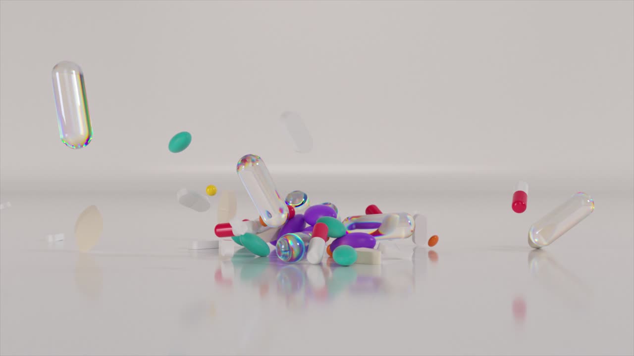 다채로운 3d 렌더링 의약품 디스플레이