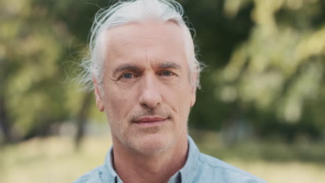 slow motion portrait of mature caucasian man