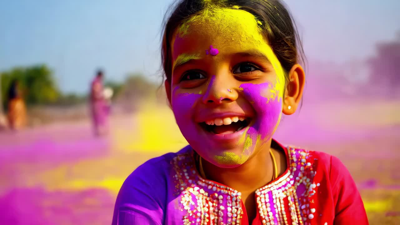 Una ragazza che celebra Holi