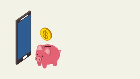 banca de teléfonos inteligentes en línea dinero de la banca de cerdos moneda