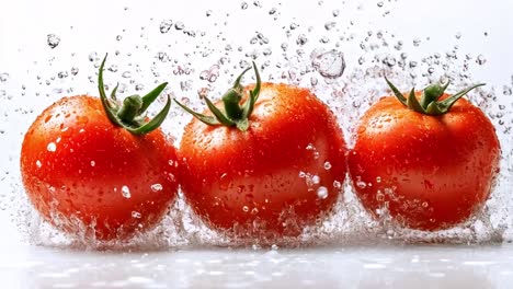 fresh red tomatoes being washed