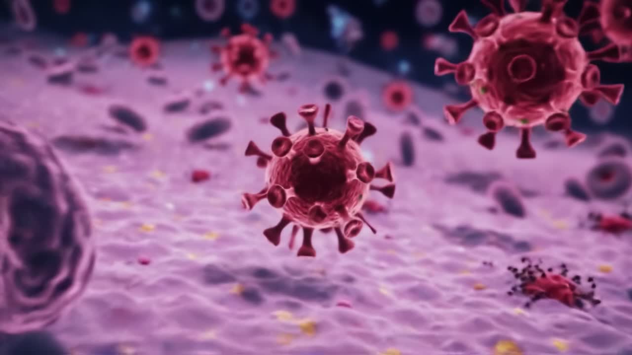 Detailed Visualization of Viral Structure: An Insight into the Complex World of Pathogens and Their Interaction with Cells Under a Microscope