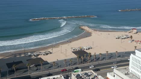 aerial view of tel aviv city and the coastline, israel