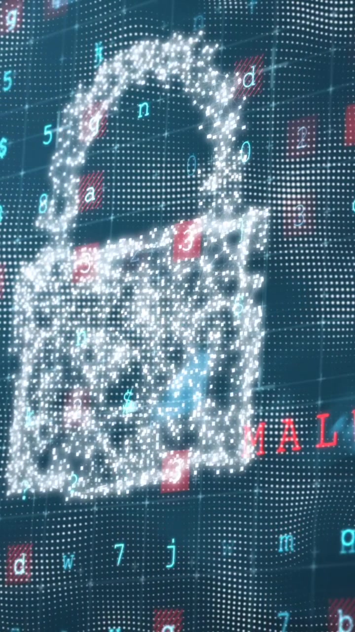 Animation of padlock over data processing