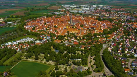 aerial view of old town of the city nördlingen in germany