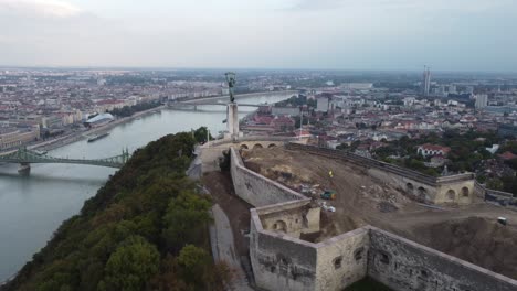 liberty statue over budapest city in hungary